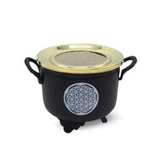 Black Cauldron Flower of Life 10x11cm With Copper Lid
