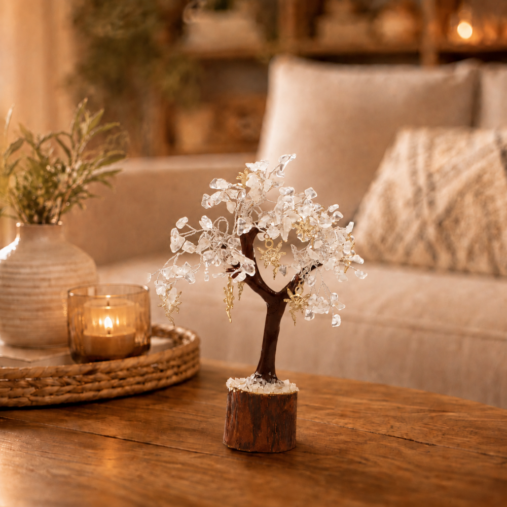 Árbol de gemas de cuarzo cristalino Equilibrio espiritual Pequeño