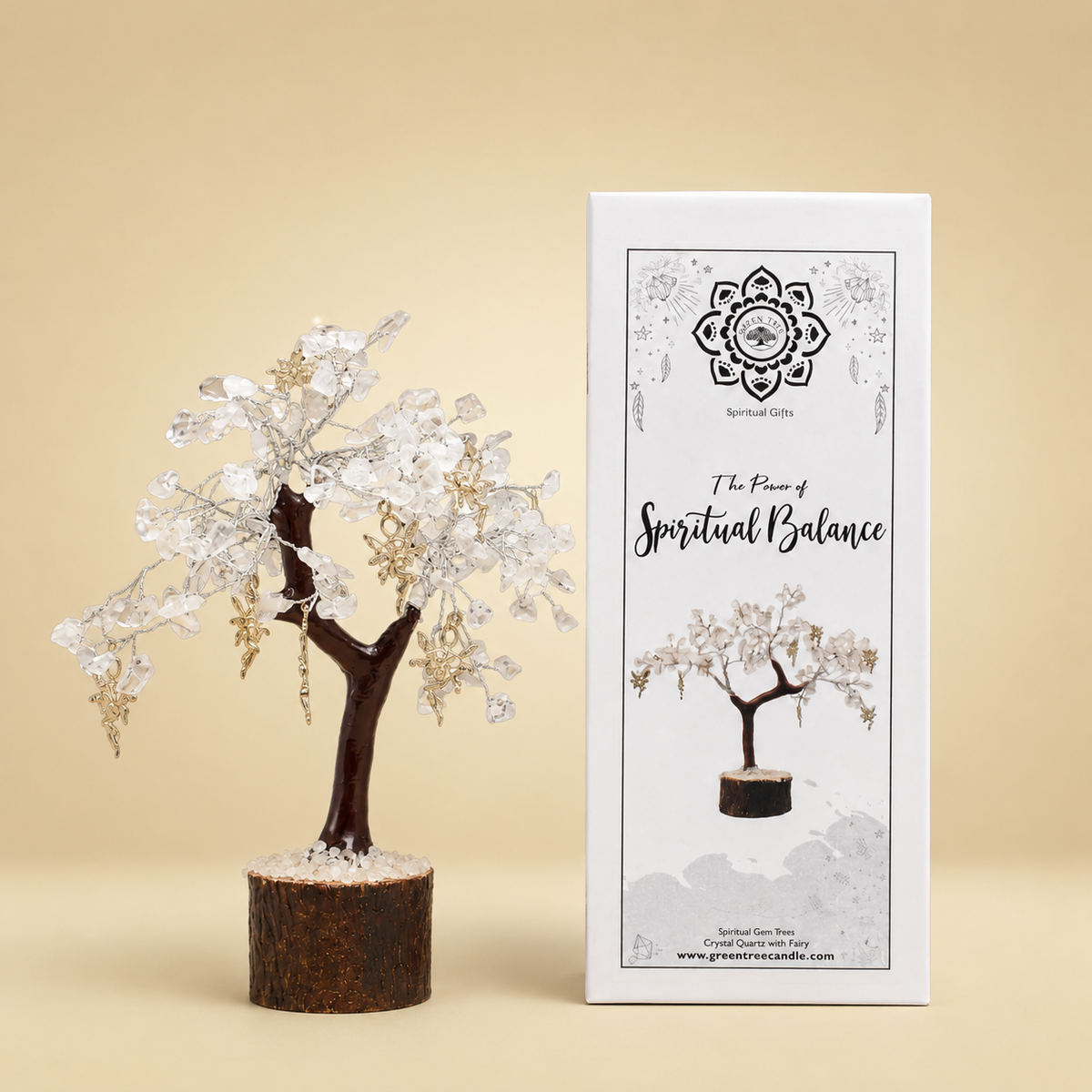 Árbol de gemas de cuarzo cristalino Equilibrio espiritual Pequeño