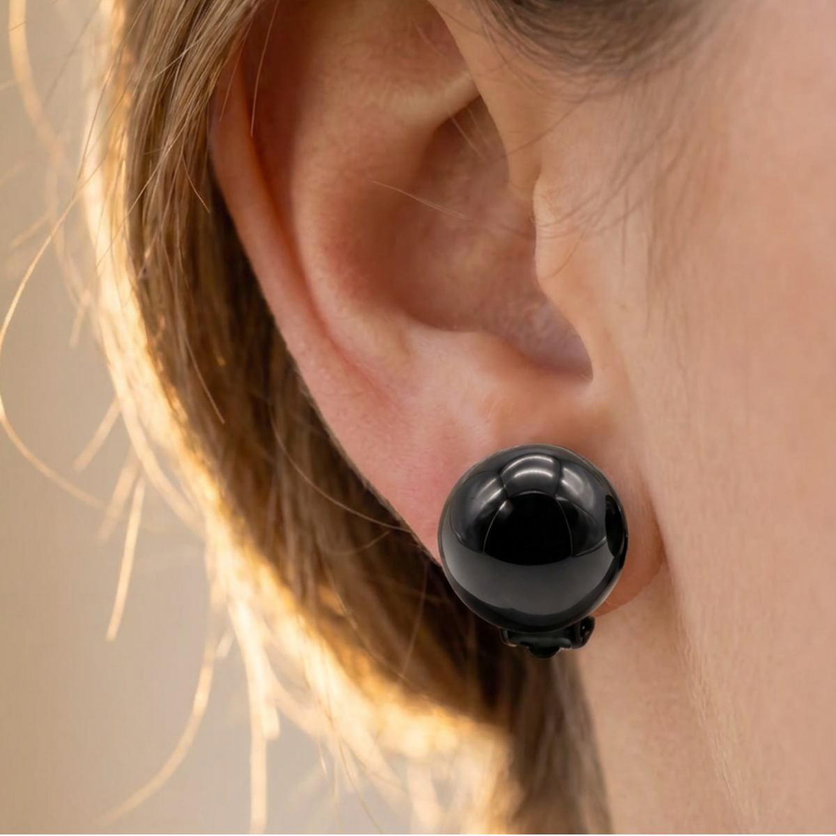 Orecchini con perline di tormalina nera 10mm