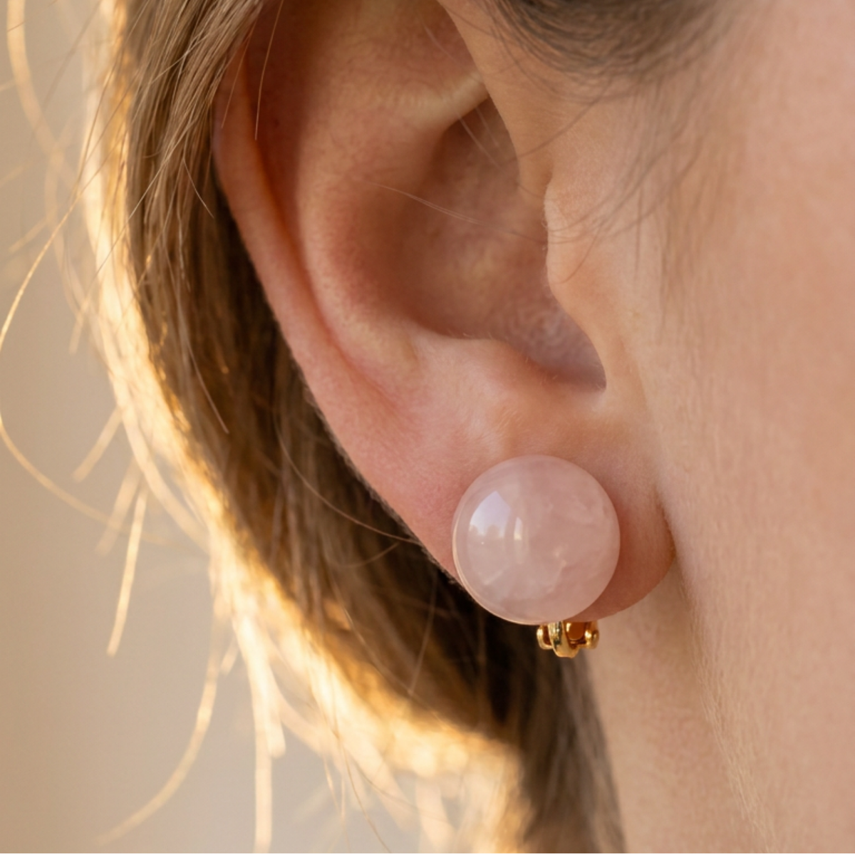 Rose Quartz Bead Earrings 10mm