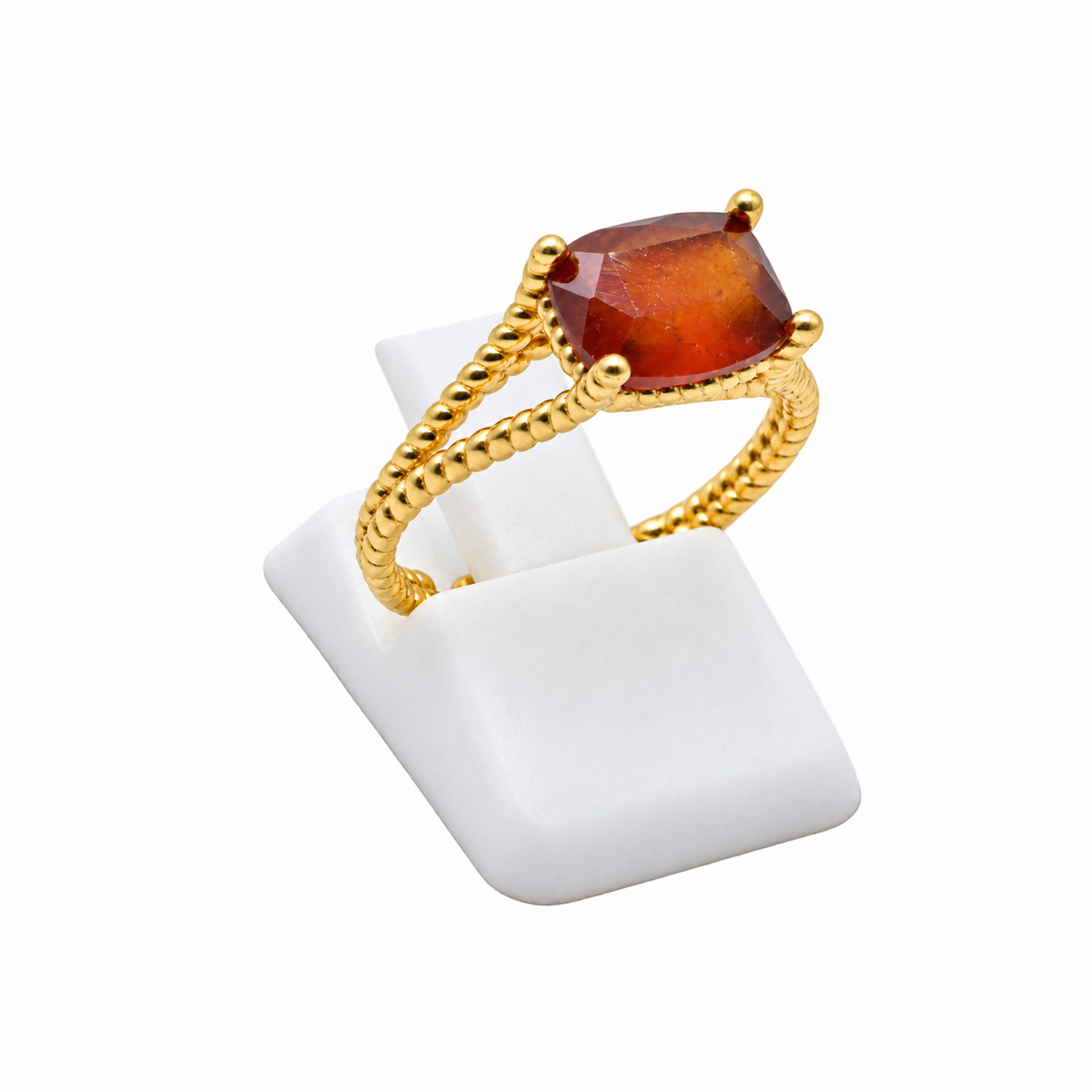 925 Sterling Silver Rectangle Ring Garnet
