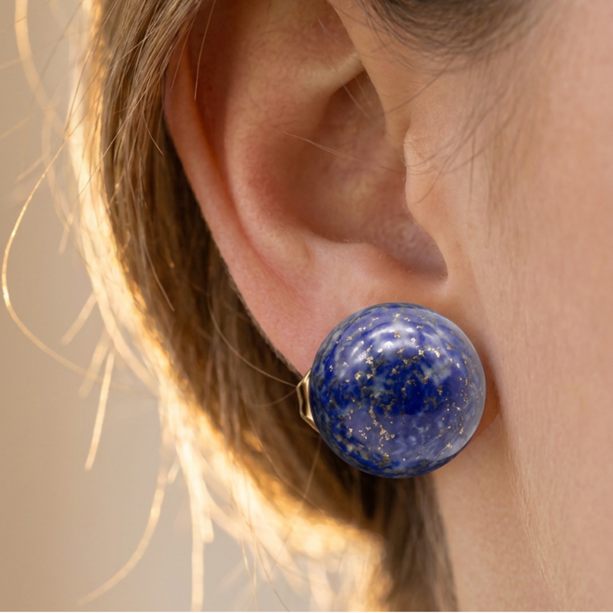 Lapis Lazuli Bead Earrings 10mm