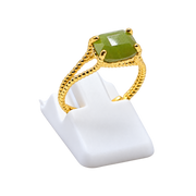925 Sterling Silver Rectangle Ring Green Jade