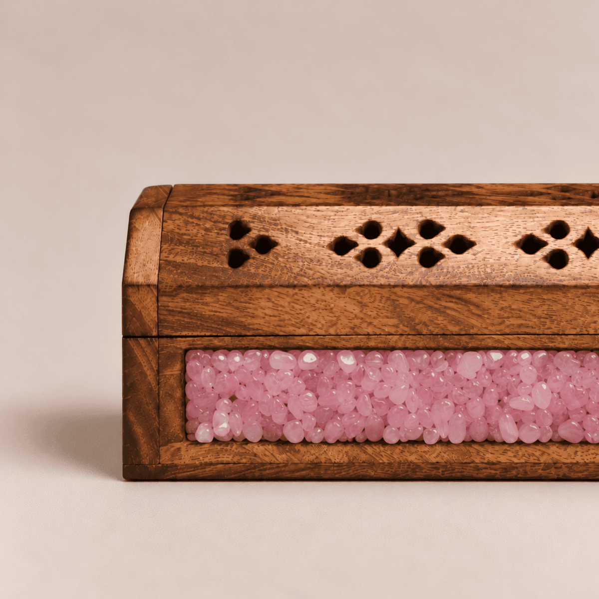 Mango Wood Incense Box Rose Quartz 30 cm