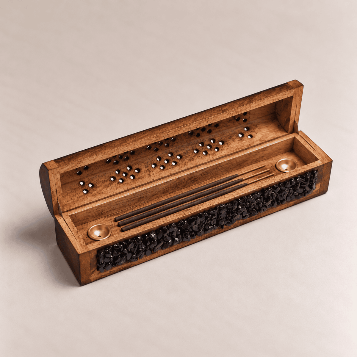 Mango Wood Incense Box Black Tourmaline 30 cm