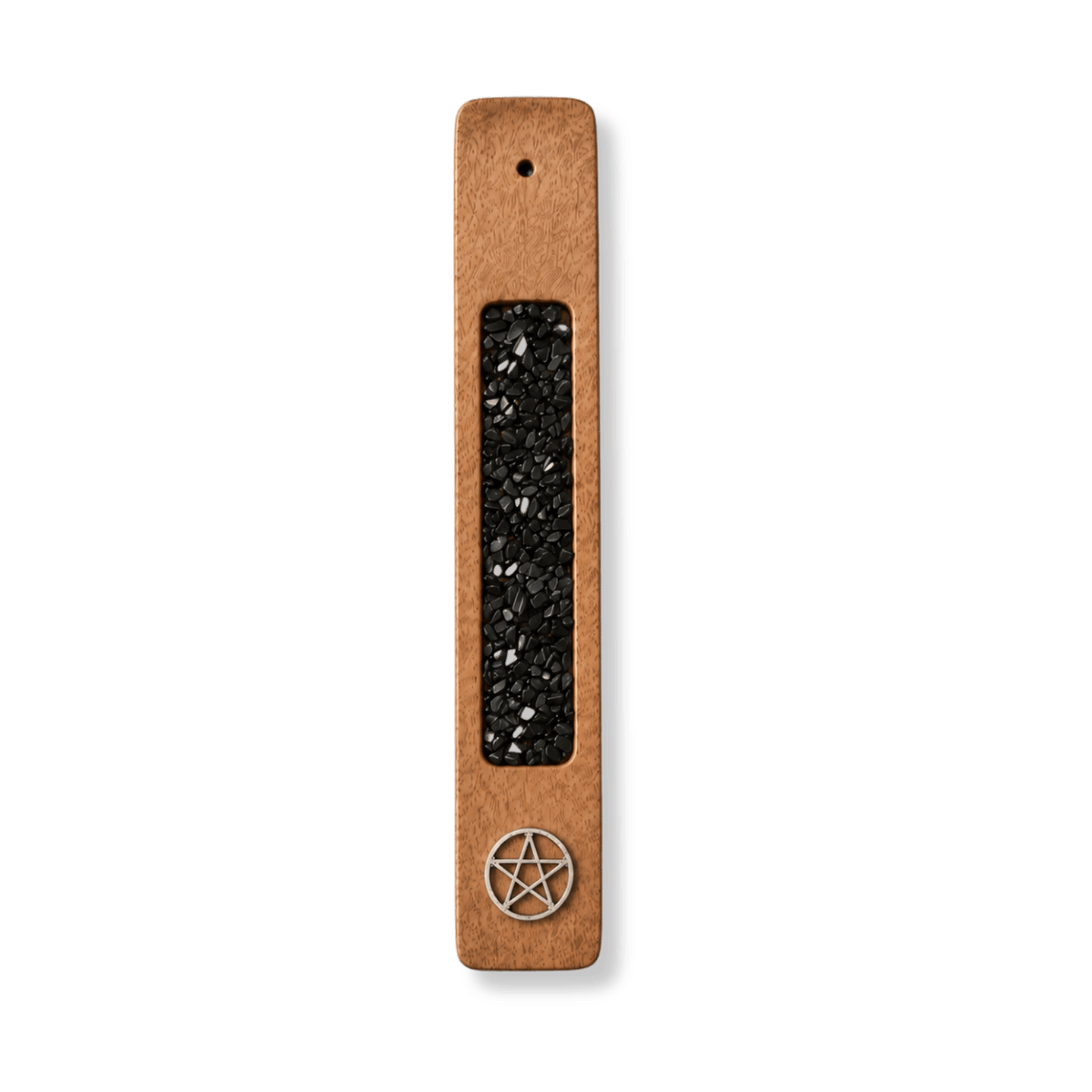 Mango Wood Pentagram Incense Holder Black Tourmaline
