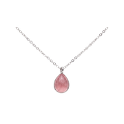 Collana con pendente in argento sterling 925 e quarzo rosa