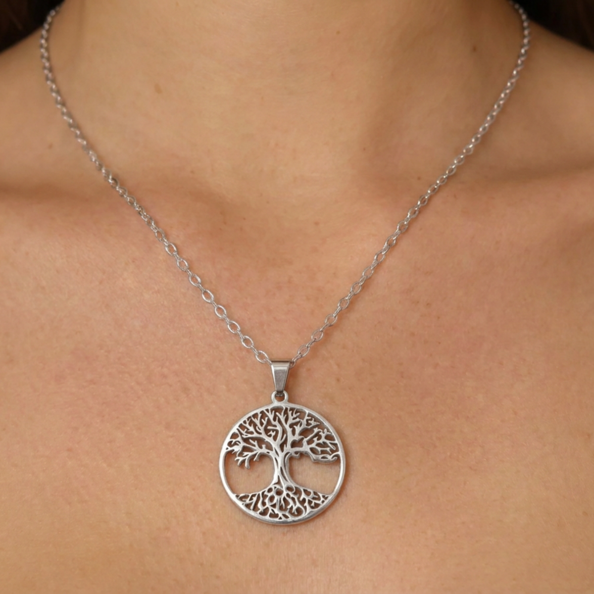 Stainless Steel Tree of Life Necklace 2.5cm