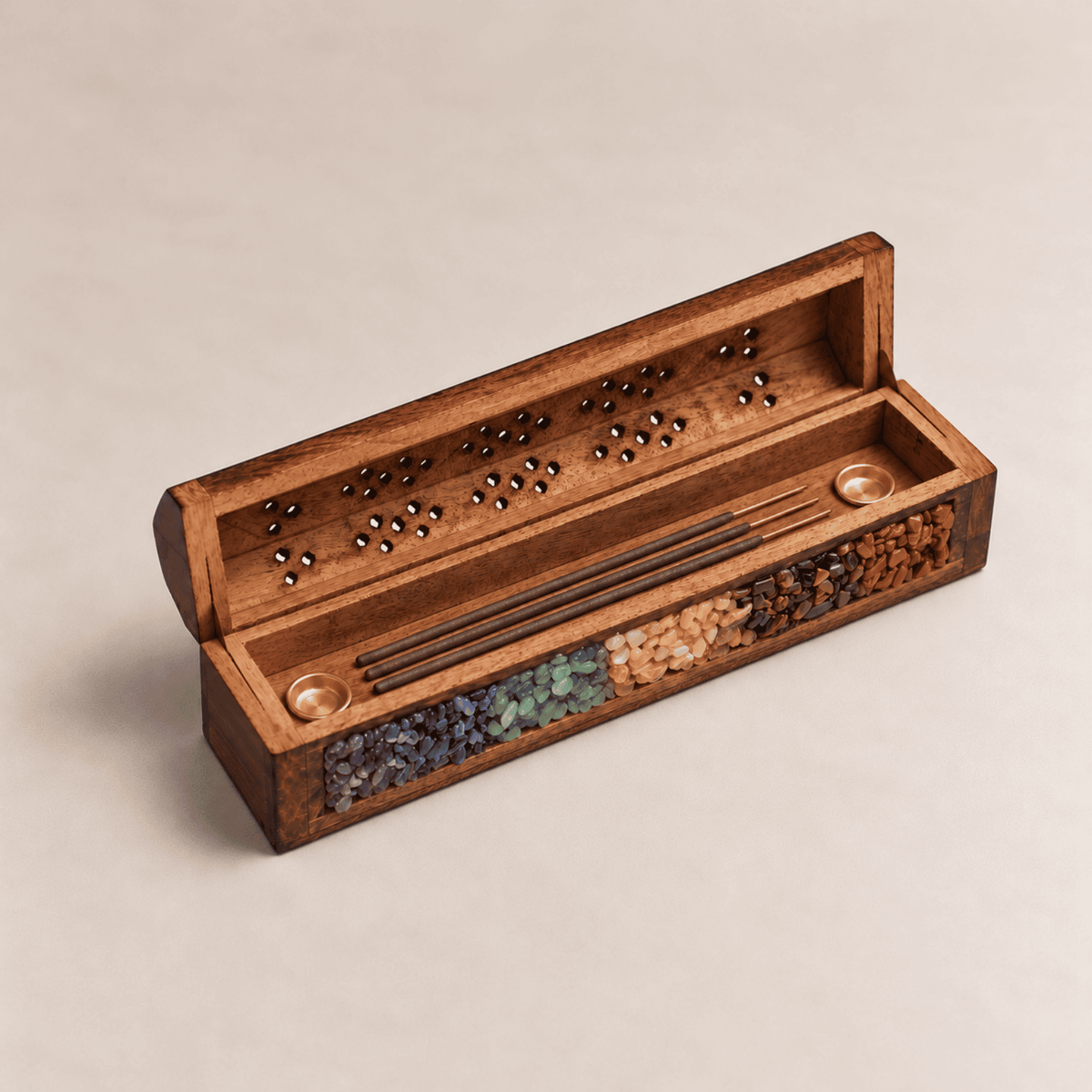Mango Wood Incense Box 7 Chakras 30 cm