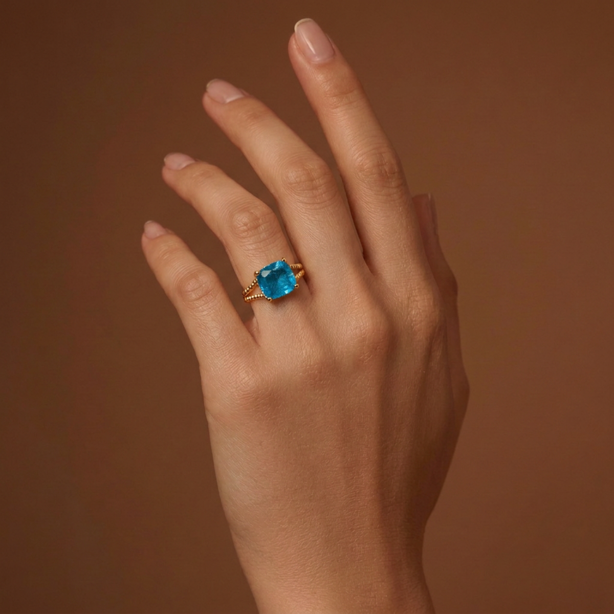 925 Sterling Silver Rectangle Ring Apatite