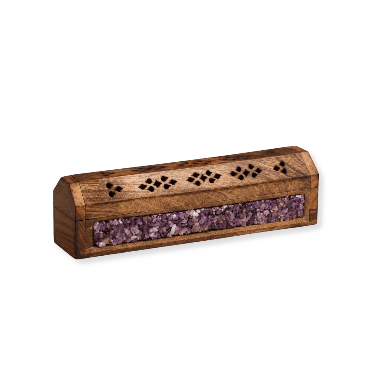 Mango Wood Incense Box Amethyst 30 cm