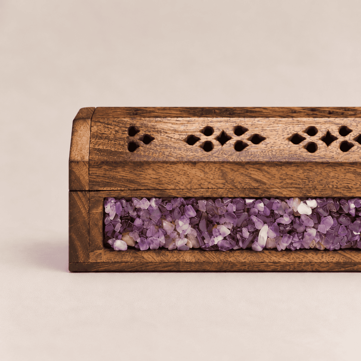 Mango Wood Incense Box Amethyst 30 cm