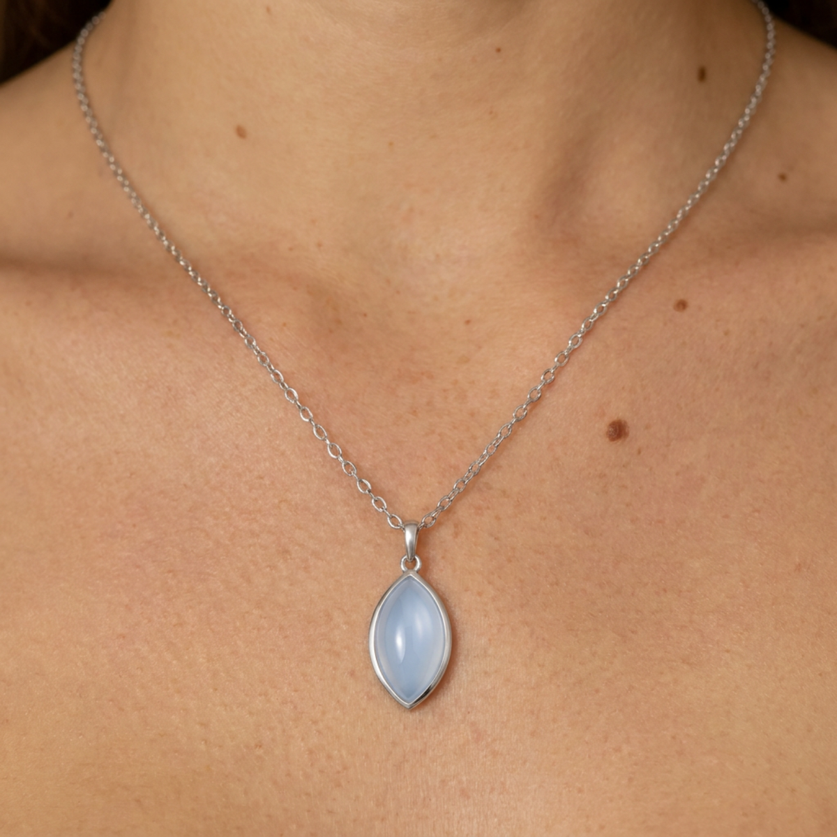 Collier « larme » en argent sterling 925 Aigue-marine