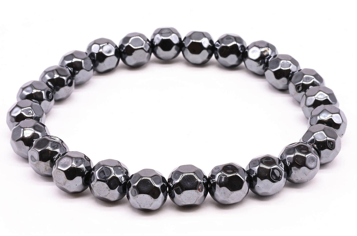 Hematite Faceted Beads Bracelet 8mm - Brazil