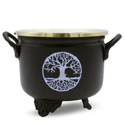 Black Cauldron White Tree of Life 10x11cm with brass Lid