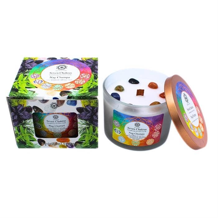 Green Tree Gemstone Candle Seven Chakras Nag Champa 256g