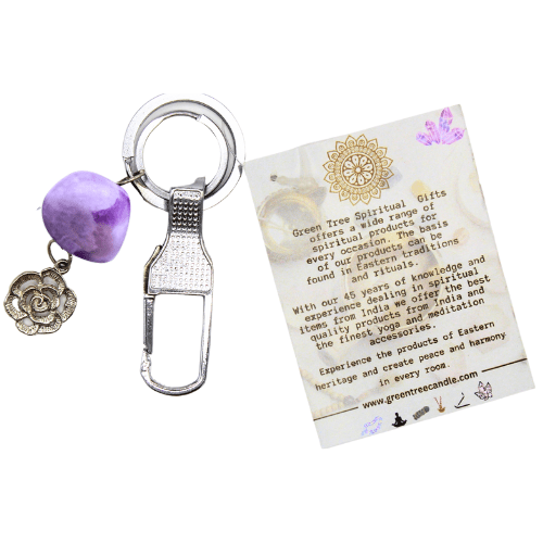 Keychain - Lotus Flower & Amethyst Set of 6 pcs