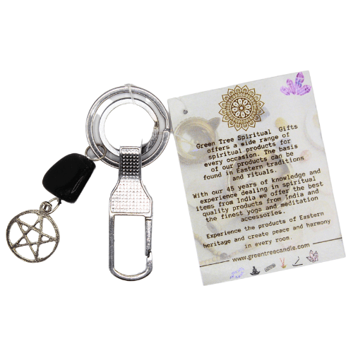Keychain - Pentagram & Black Tourmaline Set of 6 pcs