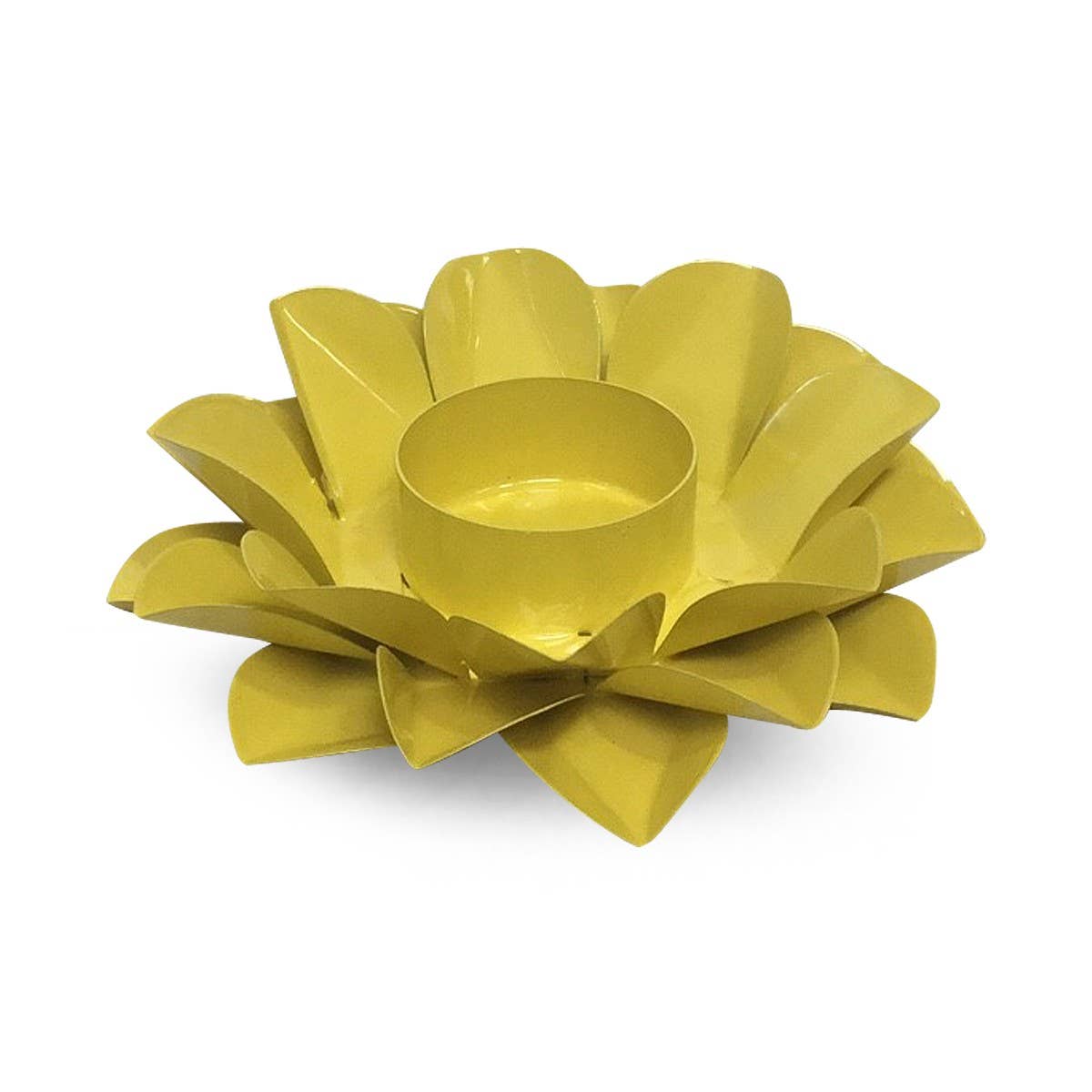 LOTUS CANDLE HOLDER GREEN YELLOW SOLAR PLEXUS
