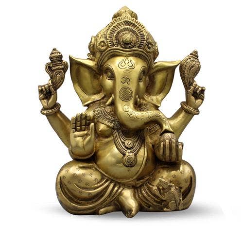 Ganesh Carved W/ Big Ears & Ring 12"