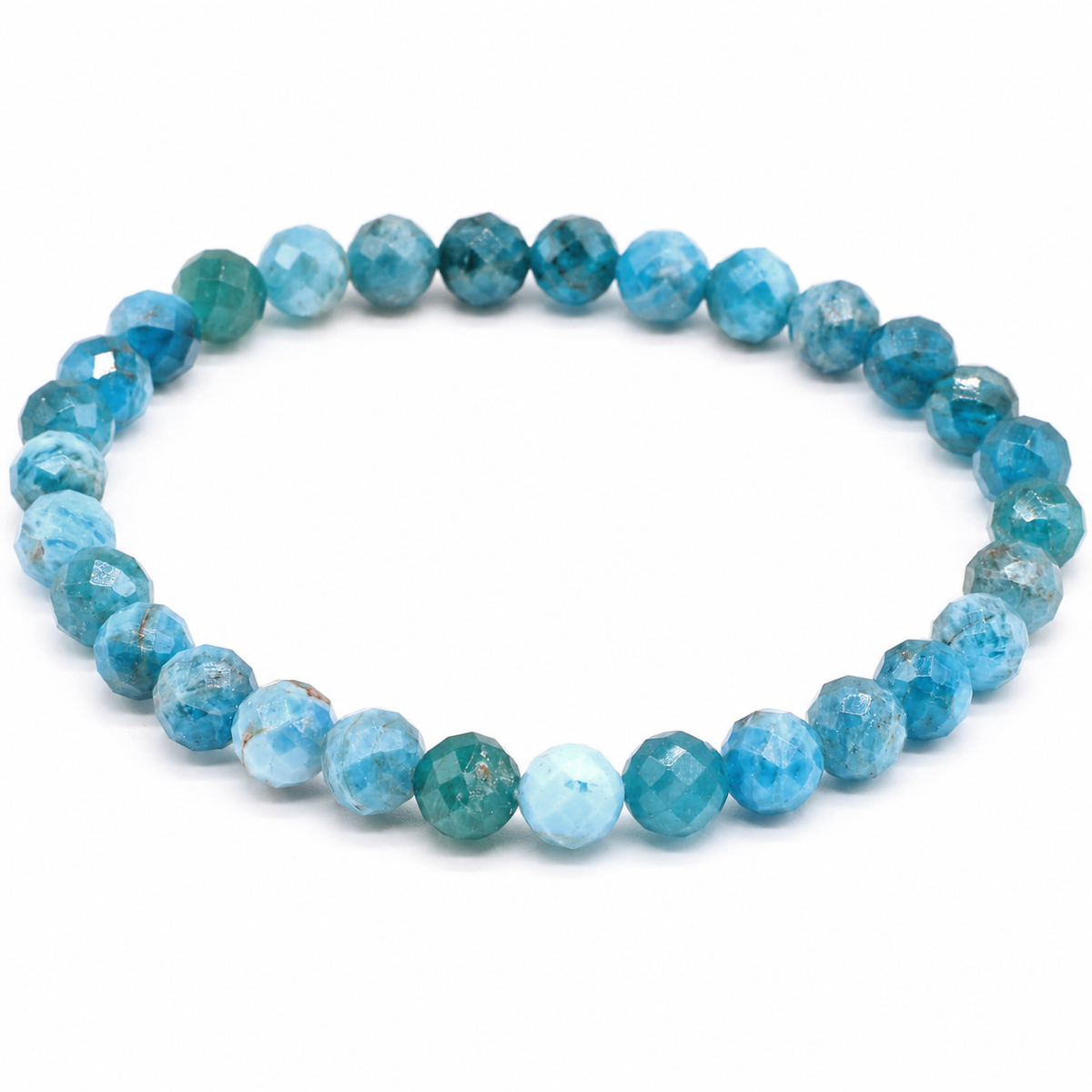 Apatite Faceted Beads Bracelet 8mm - Madagascar