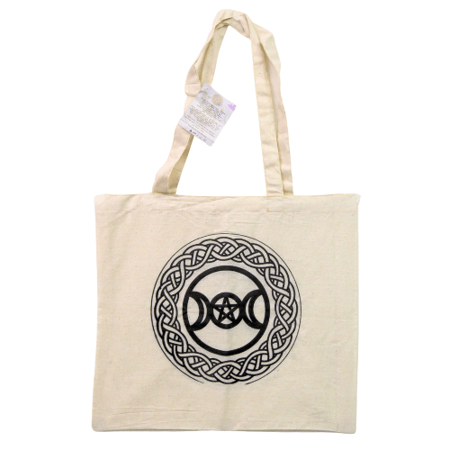 Cotton Tote Bag - Black Triple Moon & Star 4 pcs