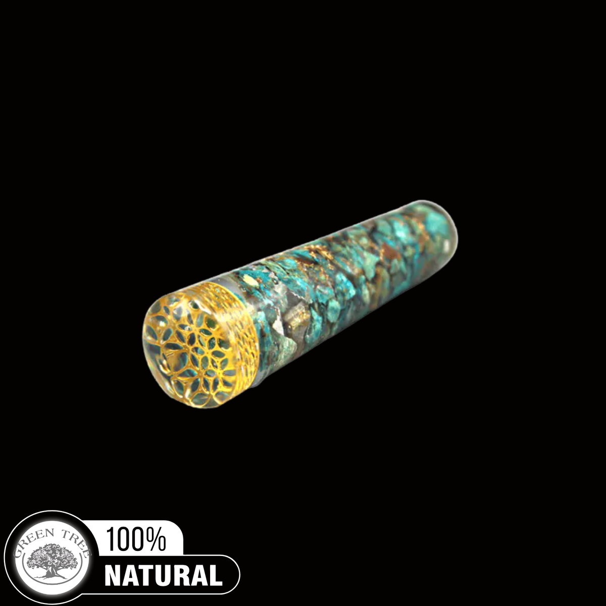 ORGONE SMOOTH MASSAGER CHRYSOCOLLA WITH FLOWER OF LIFE
