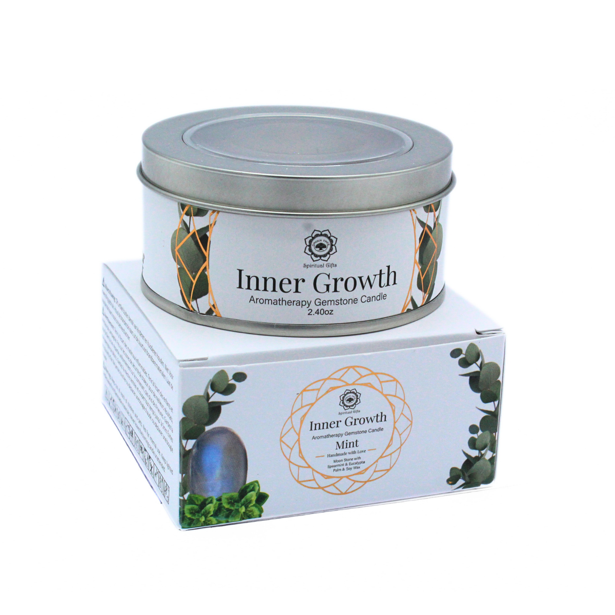 Green Tree Gemstone Candle Inner Growth Mint 70g