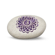 Pebble - Engraved River Stone Flower of Life purple