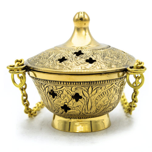 Incense Burner and Tong  Brass ( 8 cm )
