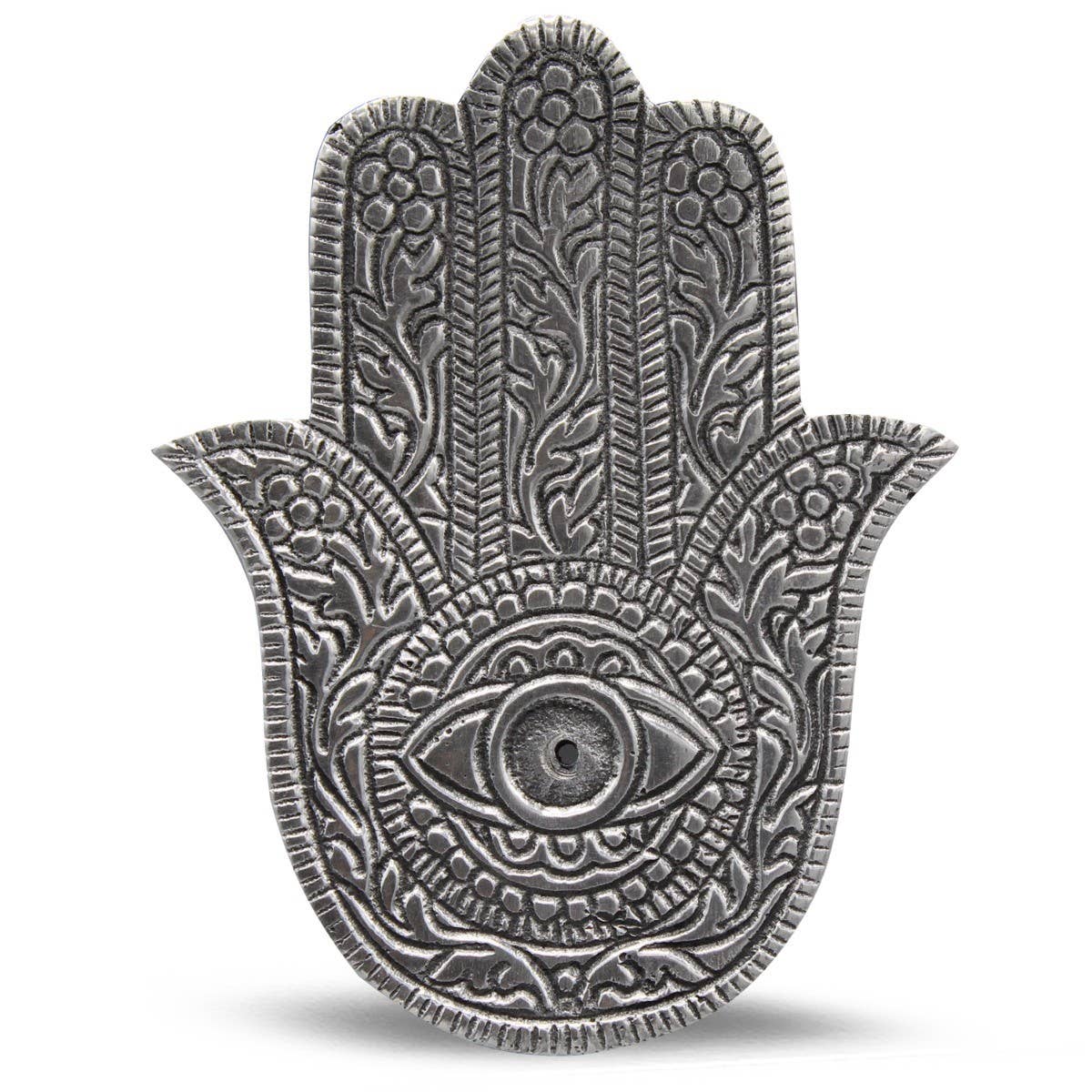 Aluminium Silver Antique Fatima Hand Incense Holder