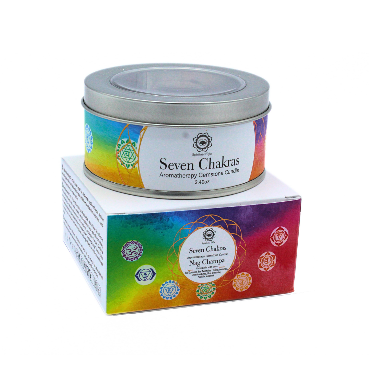 Green Tree Gemstone Candle Seven Chakras Nag Champa 70g