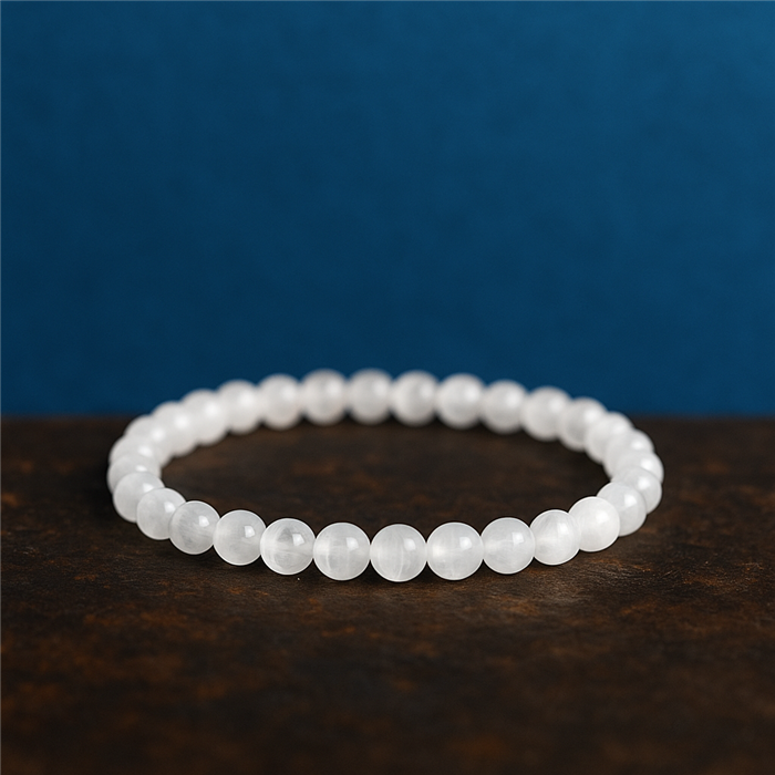 Selenite 'AA' bracelet 4mm - China
