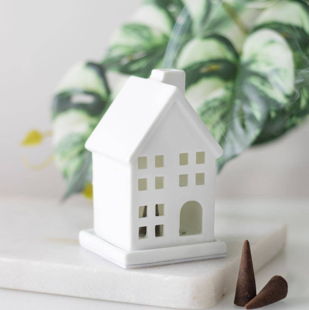 White House Shaped Ceramic Incense Cone Holder