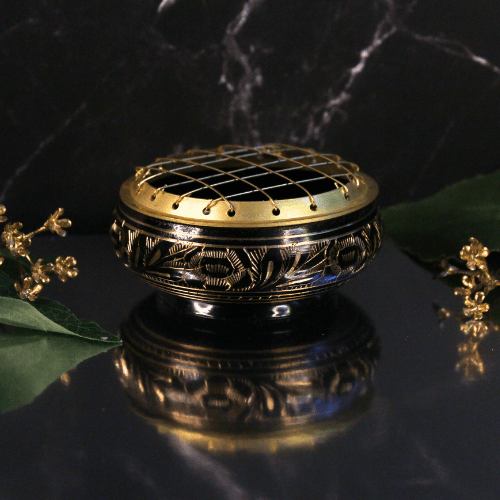 Brass Rose Bowl Incense Burner