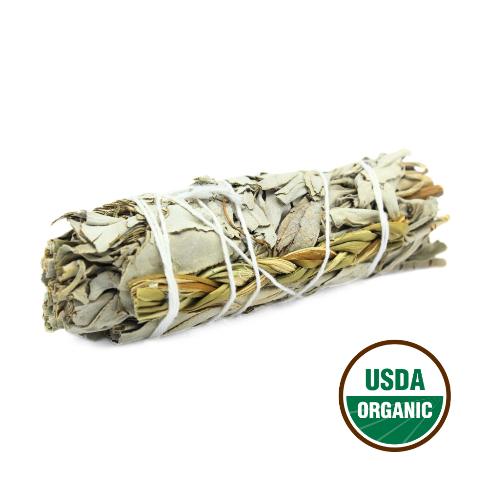 White Sage & Sweetgrass Smudge Stick 10cm (price per pc)
