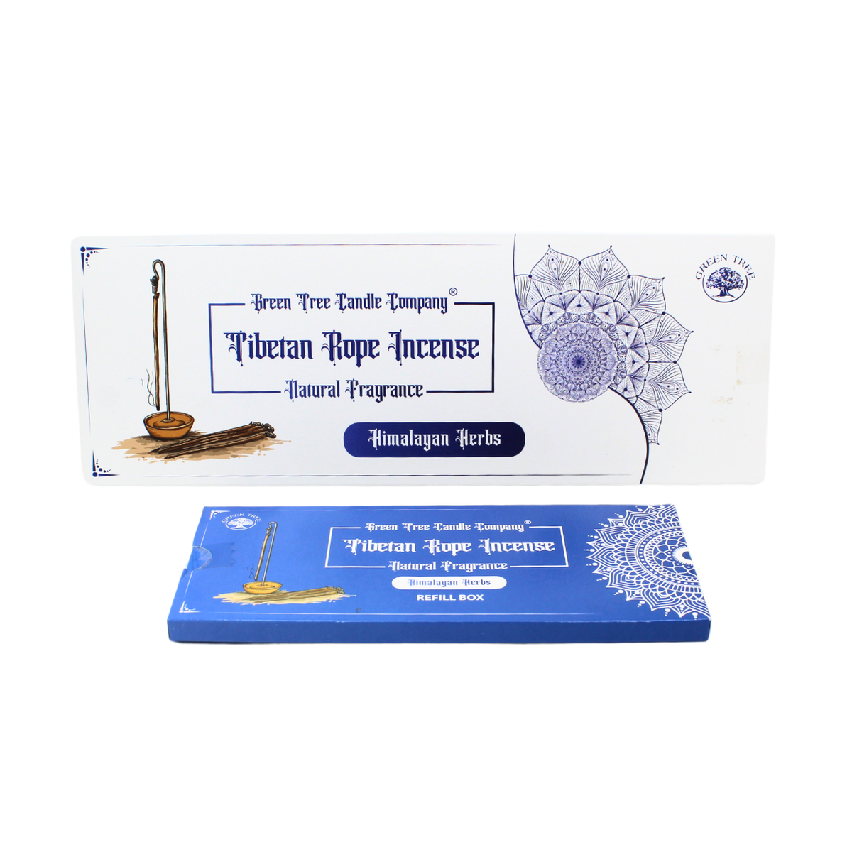 Green Tree Himalayan Herbs rope incense with holder