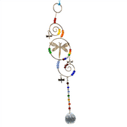 WIRE HANGING CRYSTAL CHAKRA DRAGONFLY 13.25"