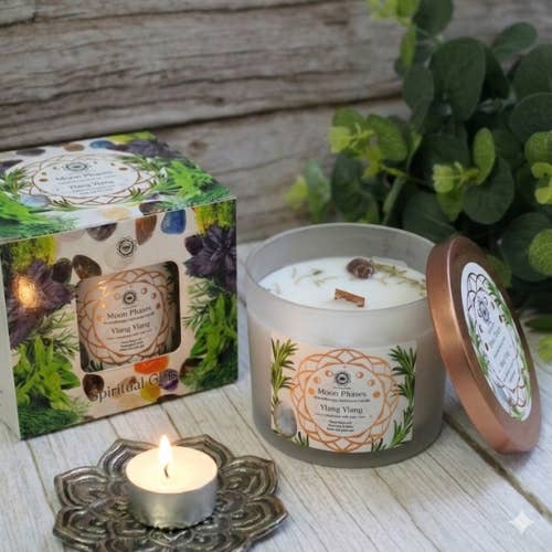 Green Tree Gemstone Candle Moon Phases Rosemary 256g