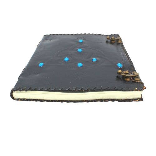 Leather Gemstone Journal Triquetra Black 25x33 cm