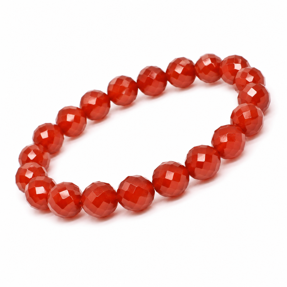 Carnelian Faceted Beads Bracelet 8mm - China