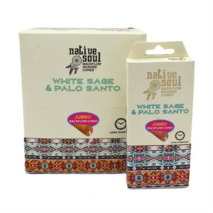 Green Tree Jumbo Backflow Cones White Sage & Palo Santo
