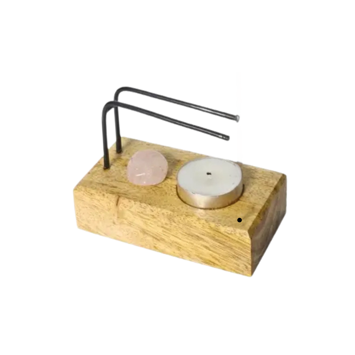 Mango Wood Palo Santo Holder Rose Quartz stone