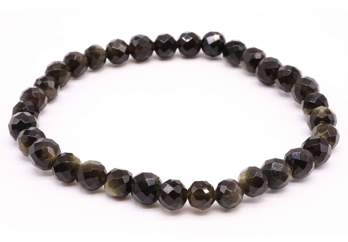 Golden Obsidian Faceted Beads Bracelet 6mm - Mexico