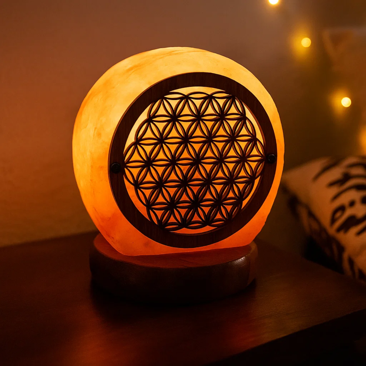 USB Himalayan Salt Lamp Flower of Life 1kg