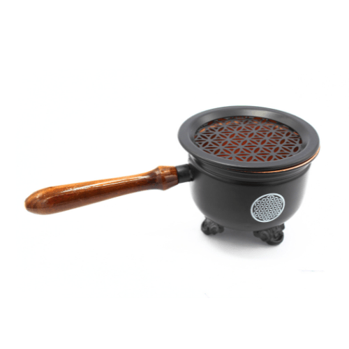 Cauldron With Wooden Handle & Lid Flower Of Life