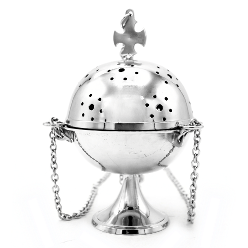 Incenseburner set of 3 pcs. Nickel 17.5 cms