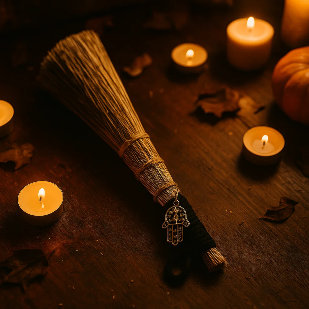 Broom With Metal Fatima Hand