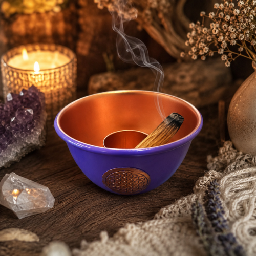 Smudging Bowl - Flower of Life (Purple)